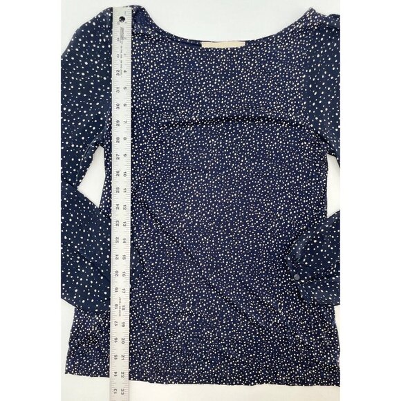 LOFT Petites Blue Polka Dot Boat Neck Lyocell Blend Long Sleeve Blouse Size SP - Picture 7 of 8